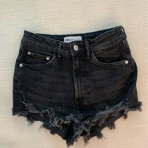 Zara Distressed High Rise Black Jean Short size 24 or 2